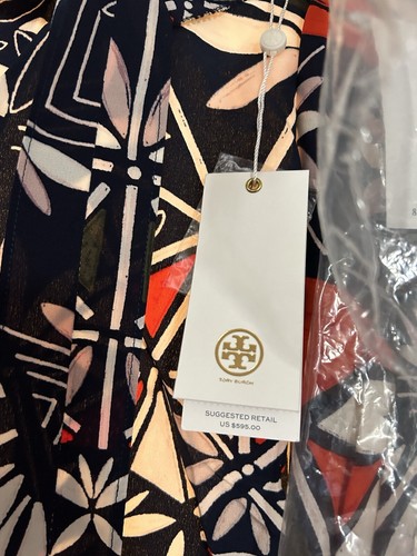 Pre-owned Tory Burch Acoma Pottery Silk Wrap Midi Dress Sz 0 $595 Msrp In Red