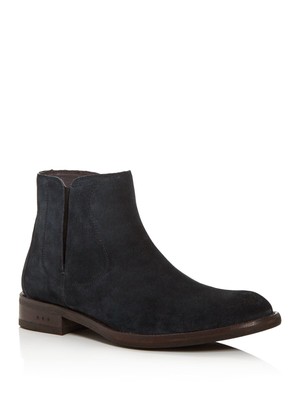 

JOHN VARVATOS Мужские темно-синие кожаные ботинки без шнуровки Waverly с круглым носком на блочном каблуке, Navy, F3547U1B-A674B