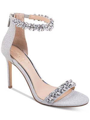 

JEWEL BADGLEY MISCHKA Женские серебряные блестящие сандалии Ramira с круглым носком на шпильке, Серебряный, JW3106