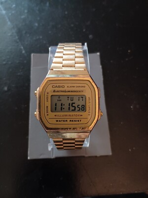 CASIO A168WG MEN'S GOLD TONE STAINLESS STEEL DIGITAL WATCH Unisex Vintage
