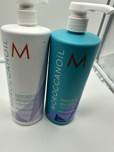 Moroccanoil Blonde Perfecting Purple Shampoo and Conditioner 33.8 oz Set