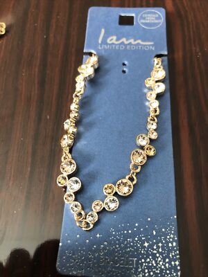 I Am Limited Edition Swarovski Crystal Champagne Brown Silver Bracelet. New