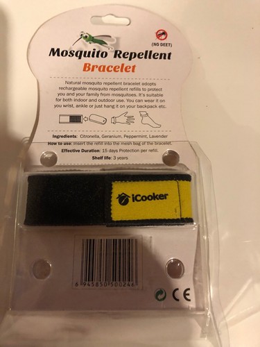 Kinven Mosquito Natural Repellent Braclet (No Deet) Black 2x15 Day's Protection