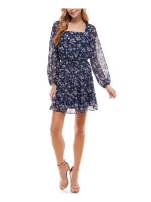 

CRYSTAL DOLLS Женское темно-синее короткое платье с длинными рукавами и подкладкой на завязках для подростков, Navy