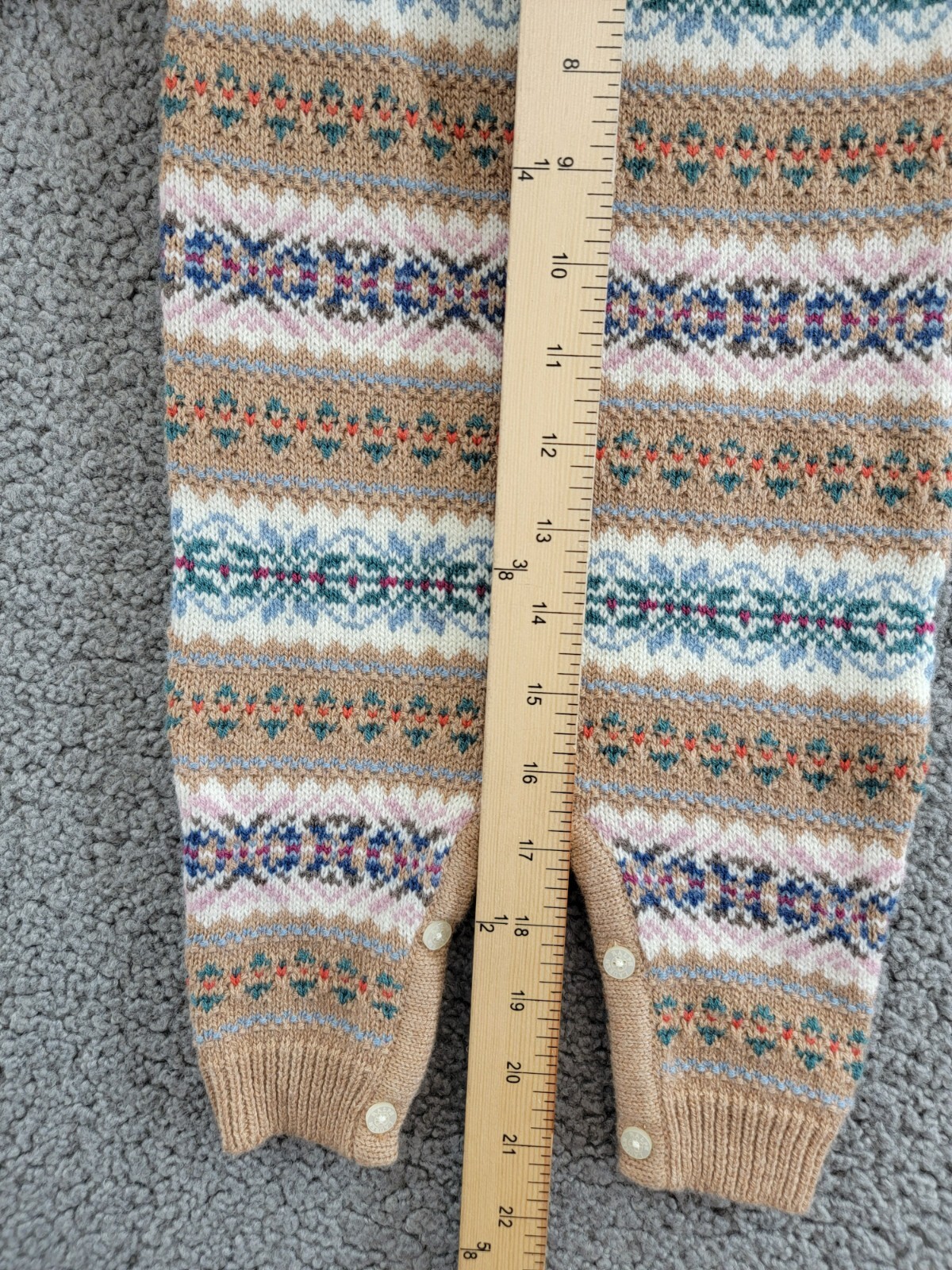 Ralph Lauren Fair Isle Wool Blend Sweater Coveralls Baby Boys' 3-6M Khaki Multi - Picture 9 of 20