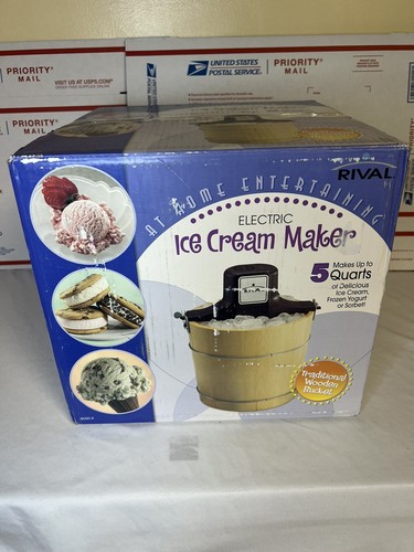 New Rival Electric Ice Cream/Yogurt Maker Freezer #8550 Wood