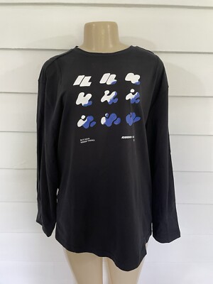 New Ader Error x Zara Black Graphic Long sleeve Relaxed T-Shirt Size S-M B545B