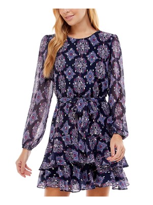 

CITY STUDIO Женское темно-синее платье с короткими рукавами и расклешенным краем сзади, с длинными рукавами, для юниоров, Navy