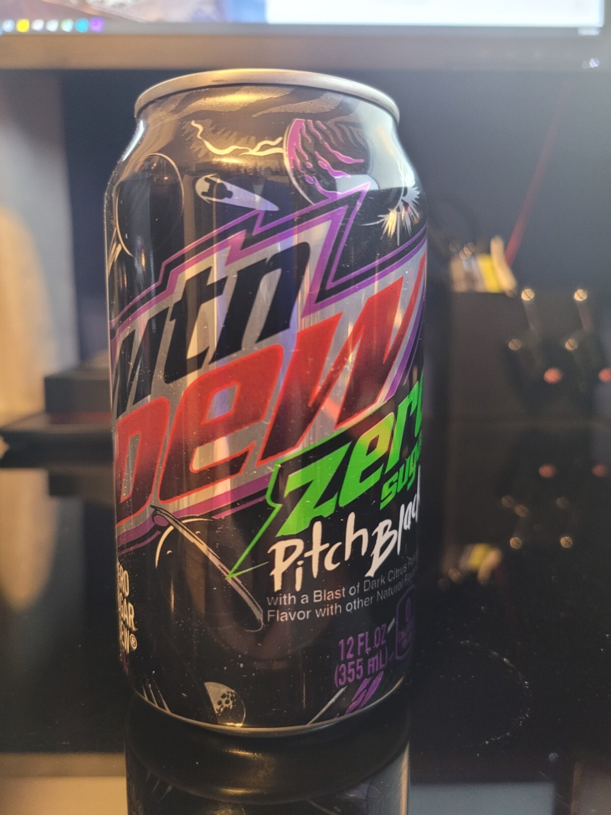 Mountain Dew Pitch Black Zero Sugar - Rare - Unopened 12oz