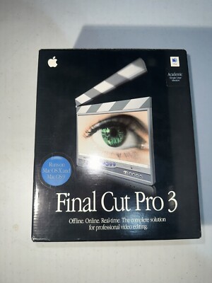 Apple Final Cut Pro 3 MAC OS9/OSX. 2 Licenses & Complete Box (KEYBOARD STICKERS)