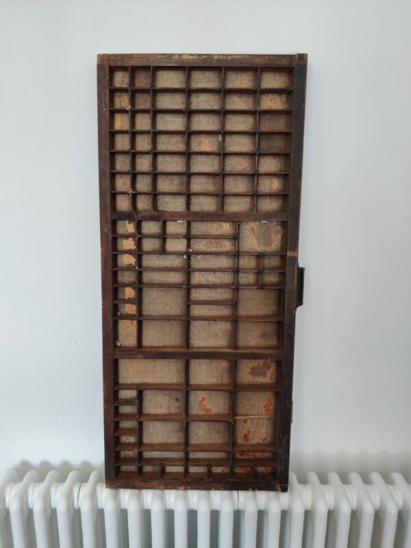Vtg Old Wooden Printers Trays Letterpress Drawer Shelves England Made (C) Handle