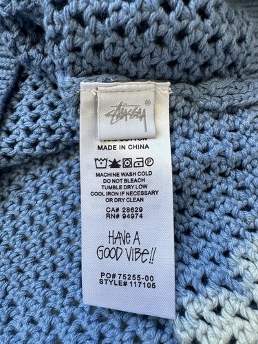 Pre-owned Stussy Mens  Pigment Dyed Loose Gauge Knitwear Sweater Size M,l In Blue
