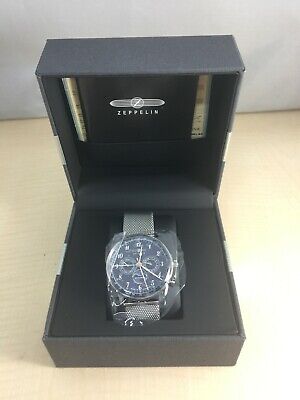 Pre-owned Zeppelin Watch Hindenburg Black Dial Moon Phase 7036m3 Men
