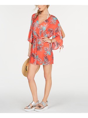 BAR III Женский купальник Tropic Retreat с коралловым принтом Cover Up XL