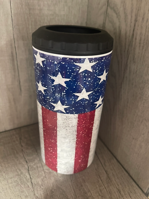 Can Cooler- 4 in 1- Graphic Tumbler- American Flag Stars and Stripes