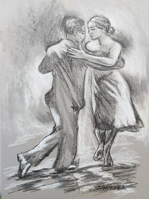 Dessin couple danse latine tango argentin  abrazo amoureux amour câlin tendresse