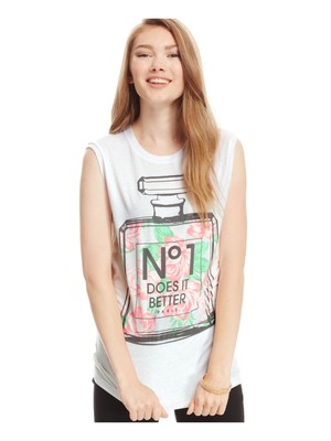 

GOLD CRUSH Женская белая футболка без рукавов с круглым вырезом с цветочным принтом, юниорский размер, Белый