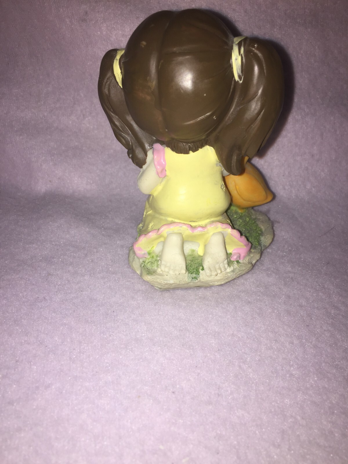 Tender Times Brown Haired Girl with Duck Figurine