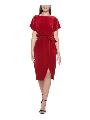

KENSIE DRESSES Женское красное вечернее платье длиной до колена с рукавами-колокольчиками из искусственной ткани, Красный