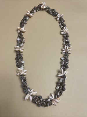 1960-70s Handmade Hippies Authentic HAWAIIAN PUKA SHELL Necklace 38  Long-Rare