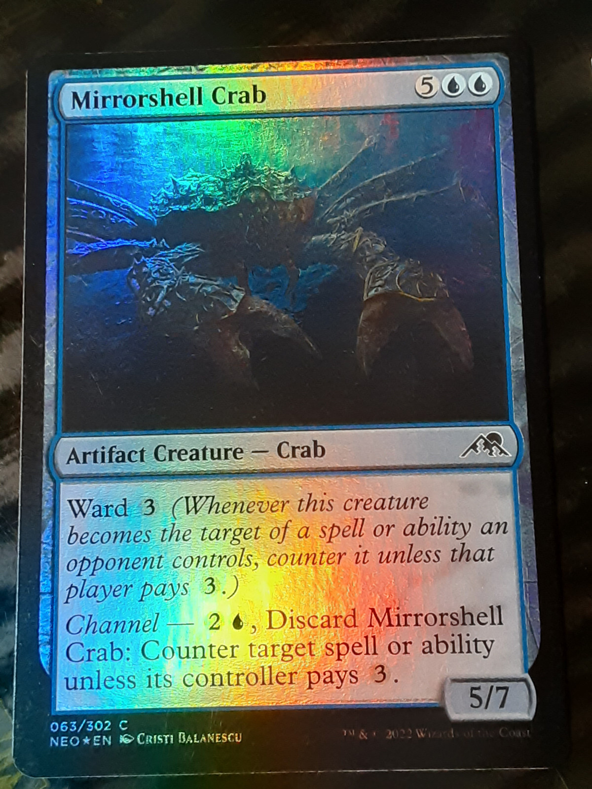 Mirrorshell Crab FOIL , Kamigawa Neon Dynasty , NM, MTG