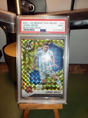 Lionel Messi Reactive GOLD 2021-22 Mosaic Fifa World Cup Psa