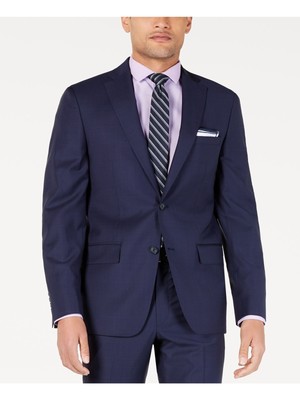 

Темно-синяя однобортная куртка DKNY из смесовой шерсти в клетку Windowpane, Navy, DRKE14FW0033