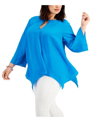 

MICHAEL MICHAEL KORS Женский синий носовой платок с рукавом 3/4 и каплевидным вырезом плюс