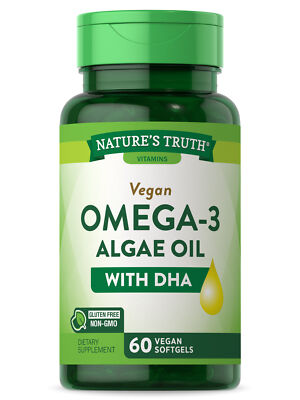 Omega 3 Algae Oil | 60 Softgels | With DHA | Vegan, Non-GMO | by Nature's Truth