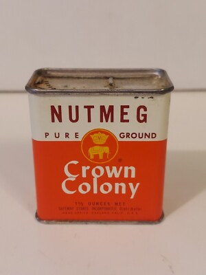 Crown Colony Brand 1960s Nutmeg Spice Tin