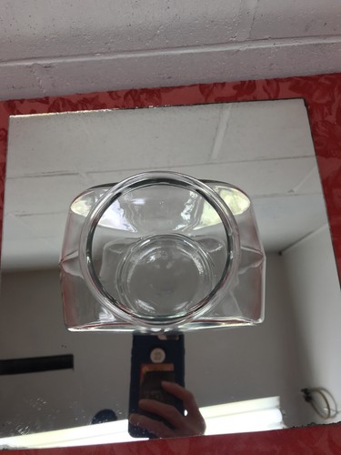 Small Fish Bowl Glass Size: 4 C. Drum est. size . 5.25 L x 5.25 W x 5.25 H