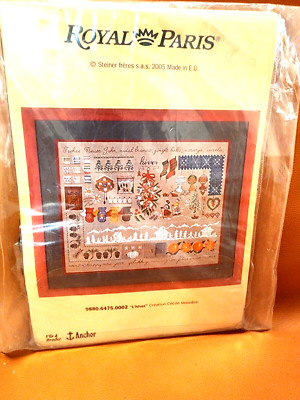 NEW Royal Paris L'Hiver Christmas Sampler Winter Linen Embroidery Kit Vessiere