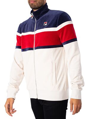 

Мужская велюровая спортивная куртка Fila Decker Color Block, синяя, Синий, S23MH013-130