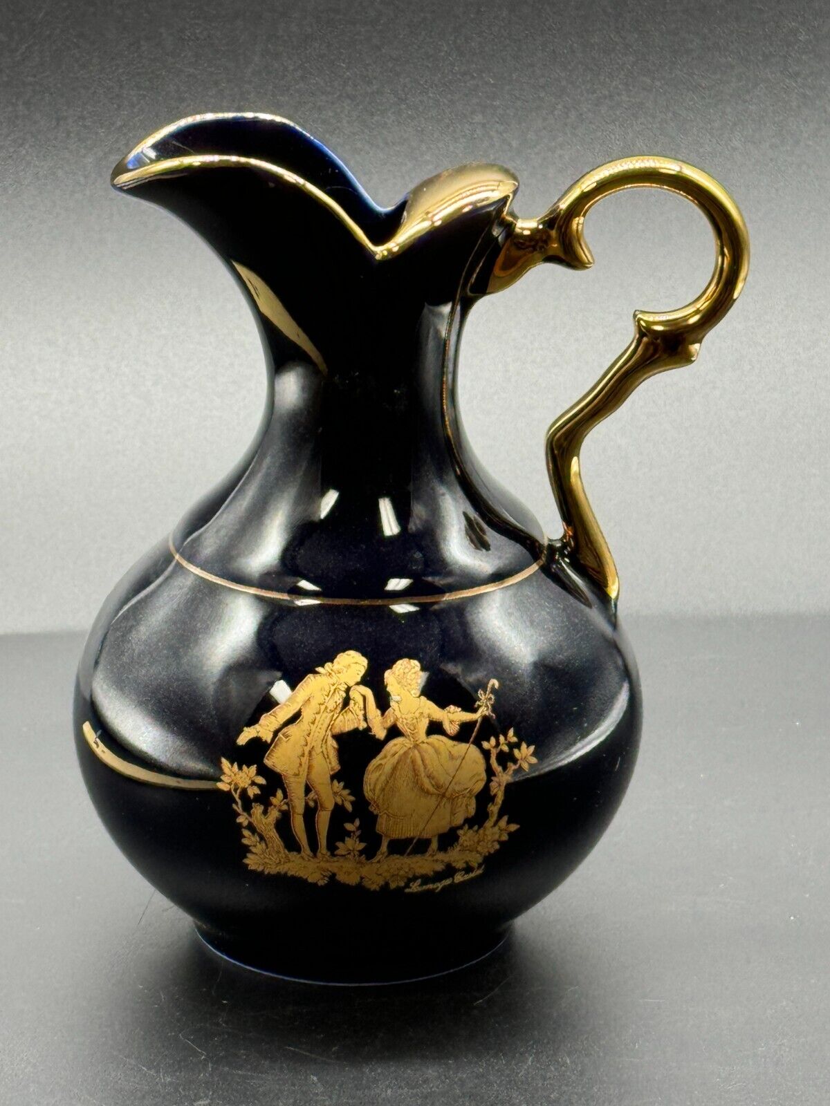 Vintage PORCELAIN PITCHER LIMOGES CASTEL FRANCE 22K GOLD Vintage PORCELAIN PITCHER LIMOGES CASTEL FRANCE 22K GOLD