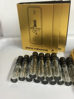 12  Paco Rabanne One Million Men Sample Travel Vials  w/ Cards NEW 12 pack