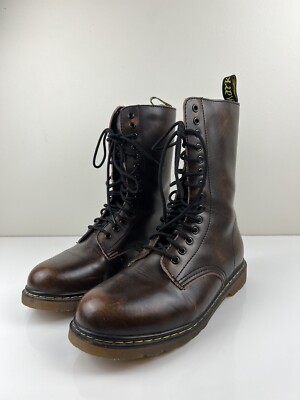 Marke w Bouncing Soles Leather Lace Up Boots Yellow Stitching Matamata Fashion