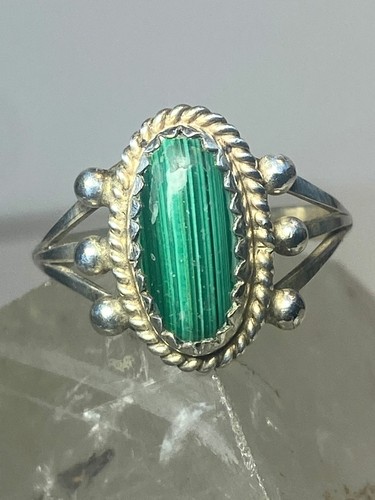 Malachite ring sterling silver pinky Navajo southwest