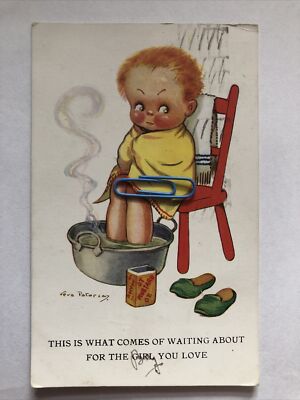 Vintage 1929 Vera Paterson PC Sick Child Cold  This Is What Comes Of Waiting  