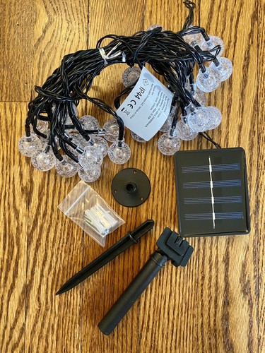 7 Stands of 30 Solar LED Globe Sting Lights, New in Box, Wedding Outdoor + Party