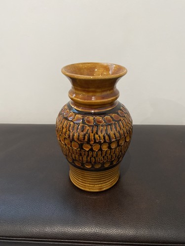 BAY w.germanyヴィンテージ壺VASE Vintage Keramik Bay West Germany Glazed Vase 76/20 Brown