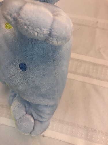 Carters Just One Year Blue Green Plush Puppy Dog Spots Musical Crib Pull Toy