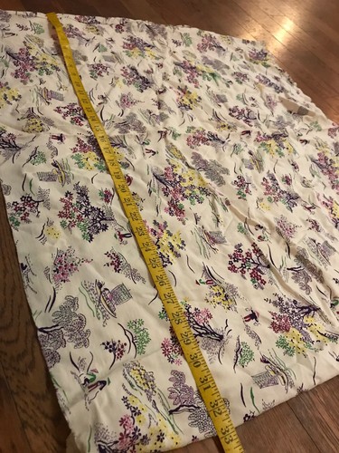 Vintage 40’s 50’s Asian Prind Rayon Fabric - 26 X 68