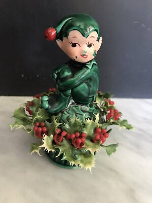 Vintage Retro Elf Pixie Green Christmas Incarco  