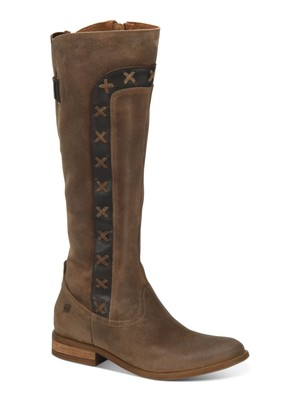 

Ботинки BORN женские коричневые с ремешками на липучке сзади Albi Toe Block Heel Boots, Коричневый, F72502