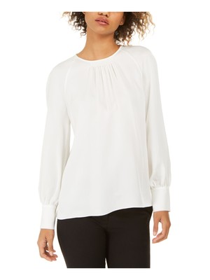 

ELIE TAHARI Женский шелковый вечерний топ цвета слоновой кости с манжетами и круглым вырезом Размер, Цвет слоновой кости