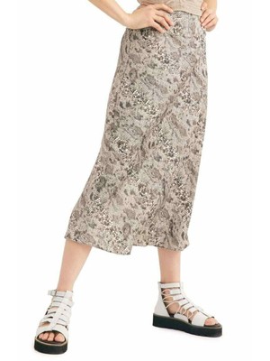 

FREE PEOPLE Женская серая юбка-трапеция миди на молнии, Серый