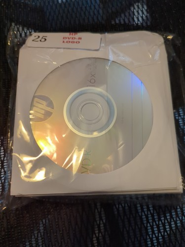 25 HP Blank 16X Logo Branded DVD-R DVD 4.7GB Media Disc in