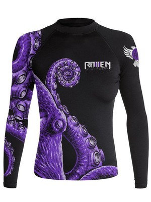 Raven Fightwear Women's Kraken Octopus BJJ Rash Guard MMA Black/Purple 