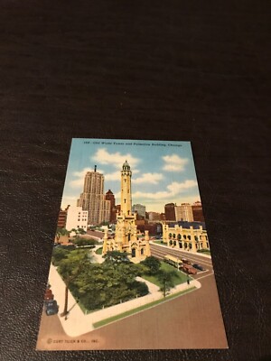 OLD WATER TOWER & PALMOLIVE BUILDING - CHICAGO - UNPOSTED POSTCARD