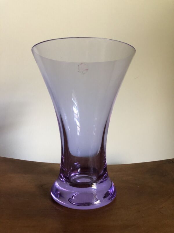 Vintage 80’s Purple 8.5” Schott Zwiesel Crystal Vase. See Description